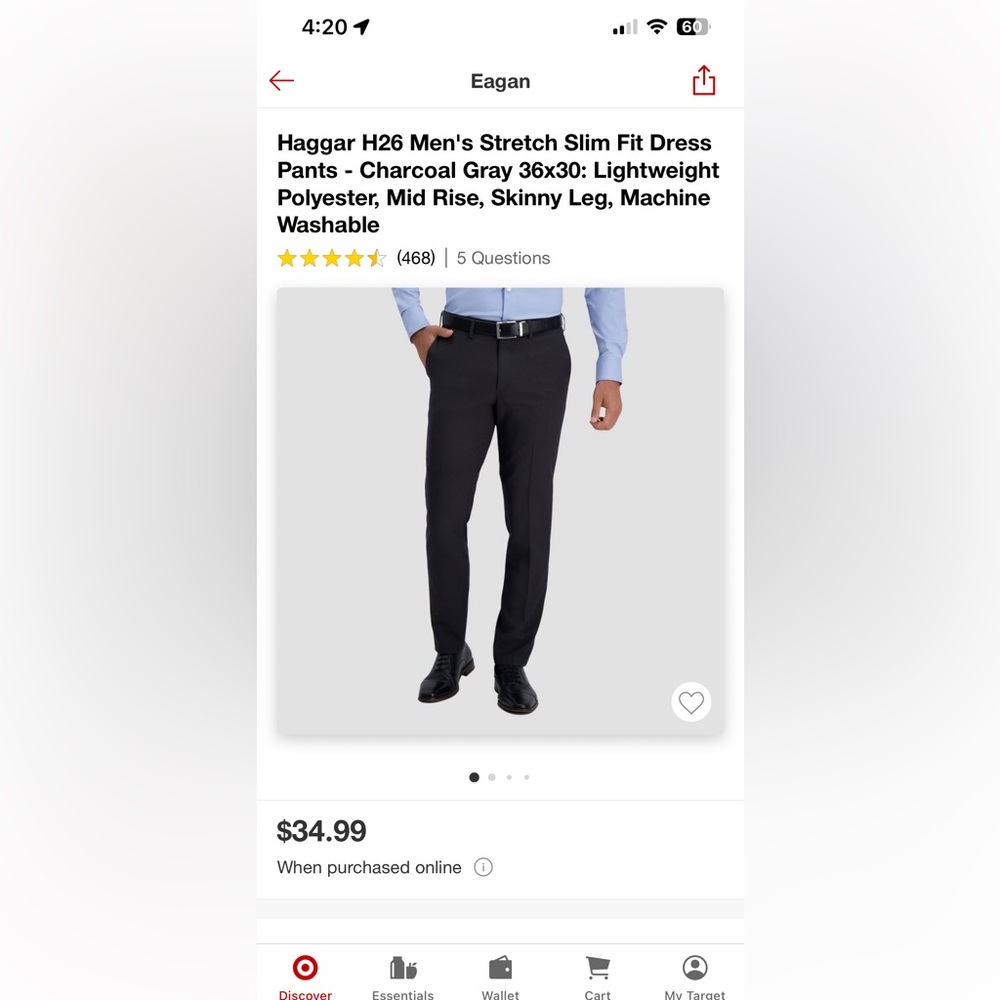 Men's Haggar Black Dress Pants
